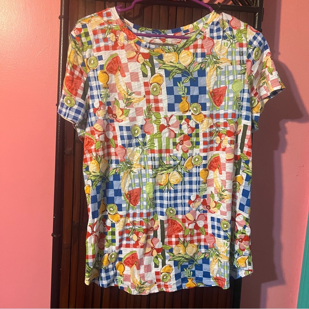 Blue Sol Colorful Fruit Print Women's Blouse